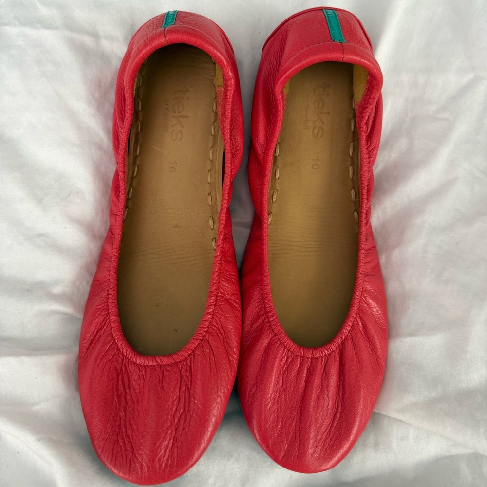 Tieks Ballet Flats • Poppy Coral • Size 10 • Leather Classic